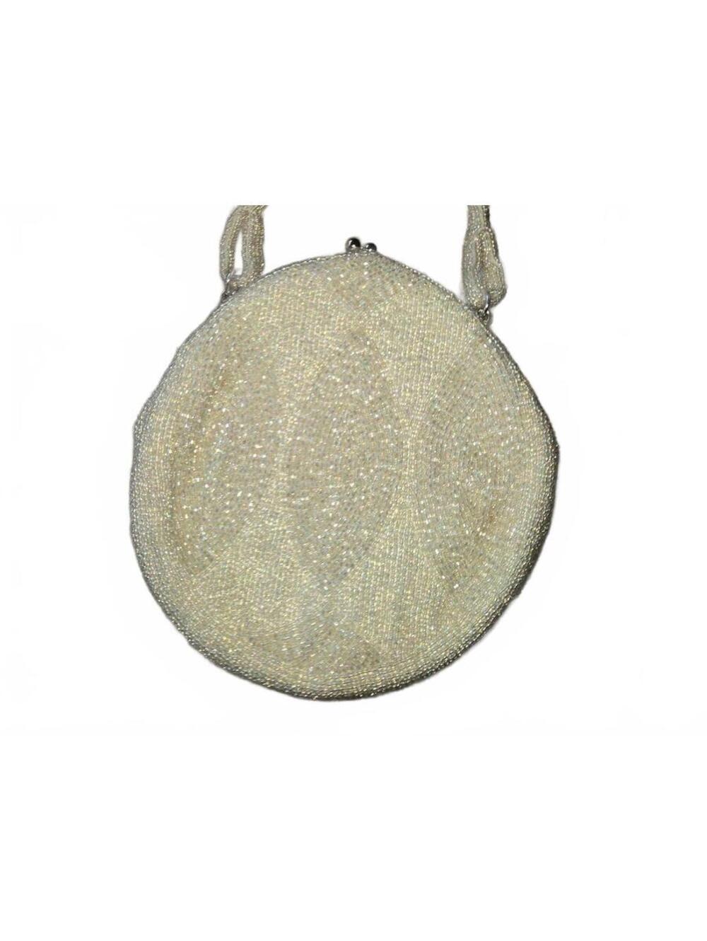 Vintage 1950s/1960s Richere by Walborg Hand-Beaded Round Purse - Iridescent AB